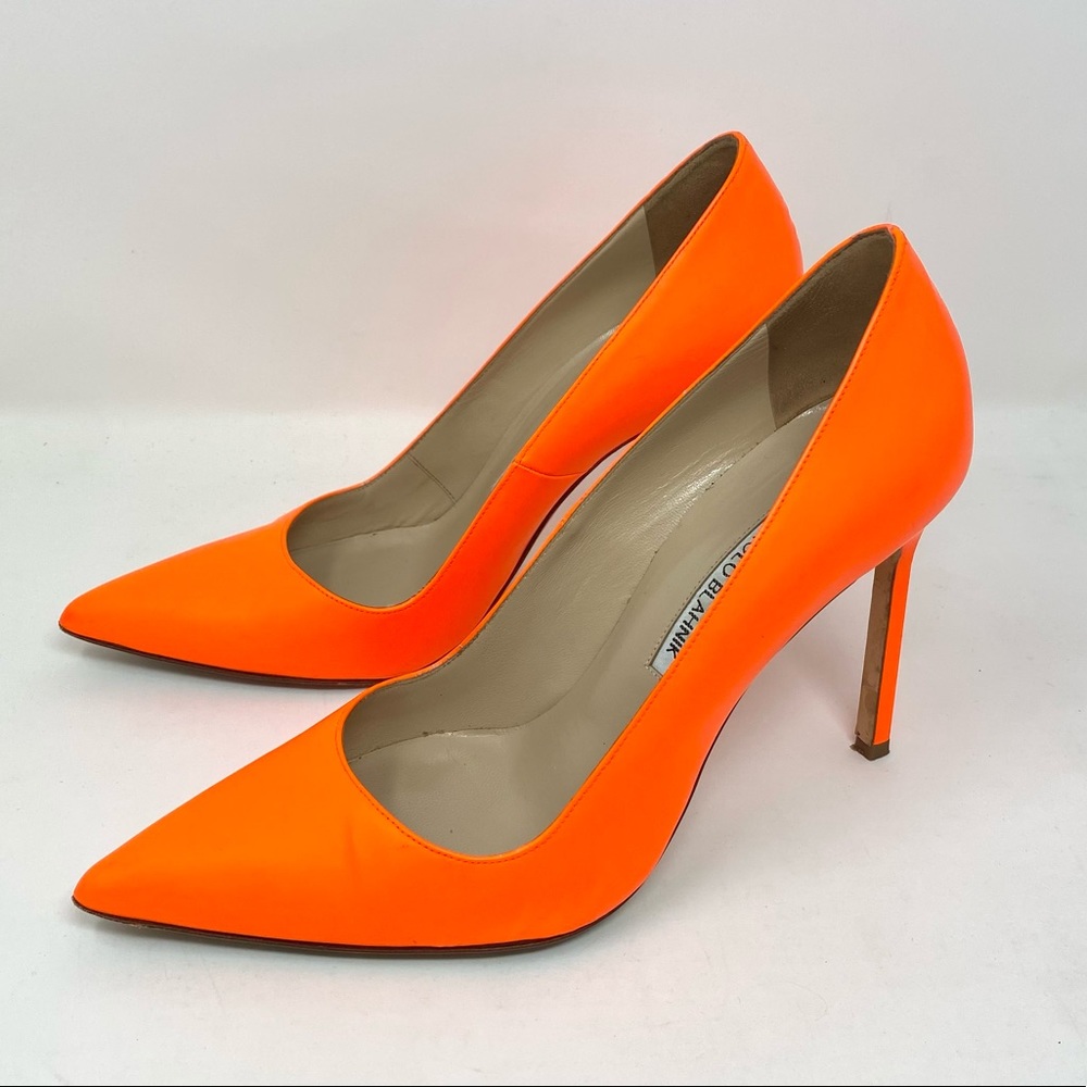 Manolo Blahnik Neon Orange Heels